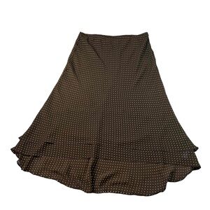 Evan-Picone Womens Brown White Polka Dot A-Line Layered Hem Skirt Size 10